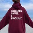 Weekends Coffee And Huntaway New Zealand Huntaway Dog Women Oversized Hoodie Back Print Maroon