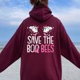 Save The Breast Cancer Awareness Boo Bees Halloween Women Oversized Hoodie Back Print Maroon