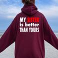 My Sister Is Better Than Yours Best Sister Ever Women Oversized Hoodie Back Print Maroon