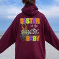 Sister Of Brewing Baby Halloween Theme Baby Shower Spooky Women Oversized Hoodie Back Print Maroon