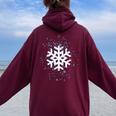 Snowflake For Women Oversized Hoodie Back Print Maroon