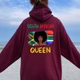 South African Queen South Africa Flag African Girl Pride Women Oversized Hoodie Back Print Maroon