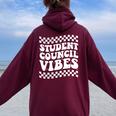 Student Council Vibes Retro Groovy School Student Council Women Oversized Hoodie Back Print Maroon