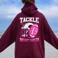Tackle Breast Cancer Awareness 2023 Pink Ribbon Women Oversized Hoodie Back Print Maroon