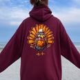 Thanksgiving Leopard Turkey Thanksgiving Autumn Fall Season Women Oversized Hoodie Back Print Maroon