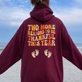 Thanksgiving Twin Pregnancy Announcement Fall Baby Reveal Women Oversized Hoodie Back Print Maroon