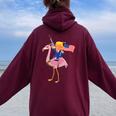 Trump Flamingo Gun Merica 2020 Election Maga Republican Women Oversized Hoodie Back Print Maroon