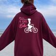 Never Underestimate A Girl With A Bike Girl Women Oversized Hoodie Back Print Maroon