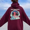 Never Underestimate A Girl With A Bow Archery Sagittarius Women Oversized Hoodie Back Print Maroon