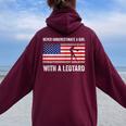 Never Underestimate A Girl With A Leotard Gymnast Women Oversized Hoodie Back Print Maroon