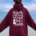 Never Underestimate A Girl With A Violin Cool Quote Women Oversized Hoodie Back Print Maroon
