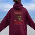 Never Underestimate An Old Lady Was Born In August Women Oversized Hoodie Back Print Maroon