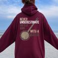 Never Underestimate An Old Man With A Banjo Music Instrument Women Oversized Hoodie Back Print Maroon