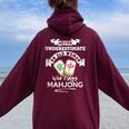 Never Underestimate An Old Woman Who Plays Mahjong Women Oversized Hoodie Back Print Maroon
