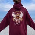 Never Underestimate An Old Woman With T Women Oversized Hoodie Back Print Maroon