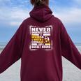 Never Underestimate Woman Courage And Her Basset Hound Women Oversized Hoodie Back Print Maroon