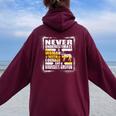 Never Underestimate Woman Courage And A Brussels Griffon Women Oversized Hoodie Back Print Maroon