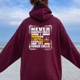 Never Underestimate Woman Courage And A Rough Collie Women Oversized Hoodie Back Print Maroon