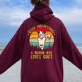 Never Underestimate A Woman Who Loves Goats Women Oversized Hoodie Back Print Maroon