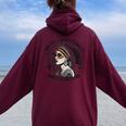 Never Underestimate A Woman With Native Blood Root Women Oversized Hoodie Back Print Maroon