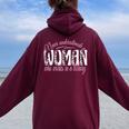 Never Underestimate A Woman Who Works In A Library Librarian Women Oversized Hoodie Back Print Maroon