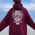 Veteran Wife Never Underestimate A Woman In The Military Women Oversized Hoodie Back Print Maroon