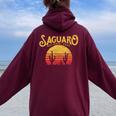 Vintage Saguaro National Park Retro Cactus & Sun Women Oversized Hoodie Back Print Maroon