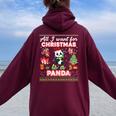 All I Want For Christmas Is A Panda Ugly Sweater Farmer Xmas Women Oversized Hoodie Back Print Maroon