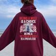 Being A Wife Is A Choice Being A Veteran's Wife Is Privilege Women Oversized Hoodie Back Print Maroon