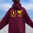 Your Wife My Wife Graphic Martial Arts Women Oversized Hoodie Back Print Maroon