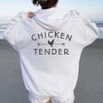Chicken Tender Dark Lettering Women Oversized Hoodie Back Print White