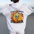 God's Drunkest Driver- Driver Vintage Meme Women Oversized Hoodie Back Print White