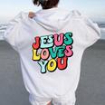 Jesus Loves You Retro Vintage Style Graphic Womens Women Oversized Hoodie Back Print White