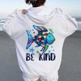 Be Kind Rainbow Fish Teacher Life Back To School Teaching Women Oversized Hoodie Back Print White