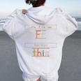 The Letter Of The Week F Sight Word This Retro Teacher Women Oversized Hoodie Back Print White