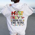 Most Likely To Drink All The Wine Christmas Family Matching Women Oversized Hoodie Back Print White