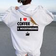 I Love Coffee And Wood Thrushes Washington DC State Bird Women Oversized Hoodie Back Print White