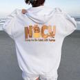 Nicu Fall Thanksgiving Nicu Nurse Caring For The Cutest Litt Women Oversized Hoodie Back Print White