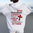 October Never Underestimate A Grandma Covered By The Blood Women Oversized Hoodie Back Print White