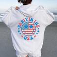 Party In The Usa 4Th Of July Preppy Smile Women Oversized Hoodie Back Print White