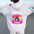 Pool Never Underestimate A Woman With A Cute Stick Billiard Women Oversized Hoodie Back Print White