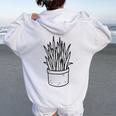 Sansevieria Snake Plant Mother-In-Law's Tongue Women Oversized Hoodie Back Print White