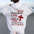 Never Underestimate A Girl Was Borns On September Jesuses Women Oversized Hoodie Back Print White