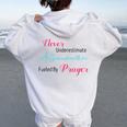 Never Underestimate A Grandmother Fueled By Prayer Women Oversized Hoodie Back Print White