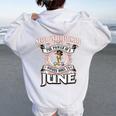 Never Underestimate A Oes Woman Born In June Women Oversized Hoodie Back Print White