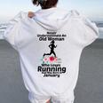 Never Underestimate An Old Woman Who Loves Running January Women Oversized Hoodie Back Print White