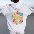 Never Underestimate The Power Of A Girl With Book Colorful Women Oversized Hoodie Back Print White