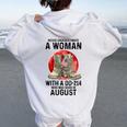 Never Underestimate A Woman With A Dd-214 August Women Oversized Hoodie Back Print White