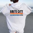 Vintage 70S 80S Style Amite City La Women Oversized Hoodie Back Print White