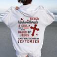 W3lp Never Underestimate Christian Girl September Birthday Women Oversized Hoodie Back Print White